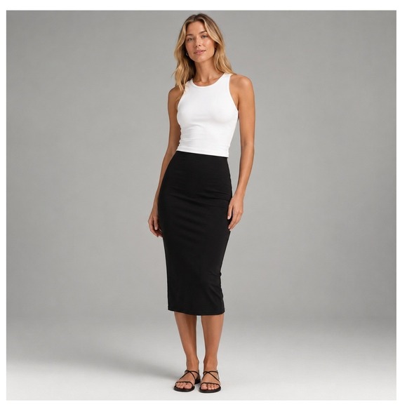 Lululemon Dresses & Skirts - Lululemon Nulu High-Rise Slim Fit Midi Skirt Black  Womens Size 8